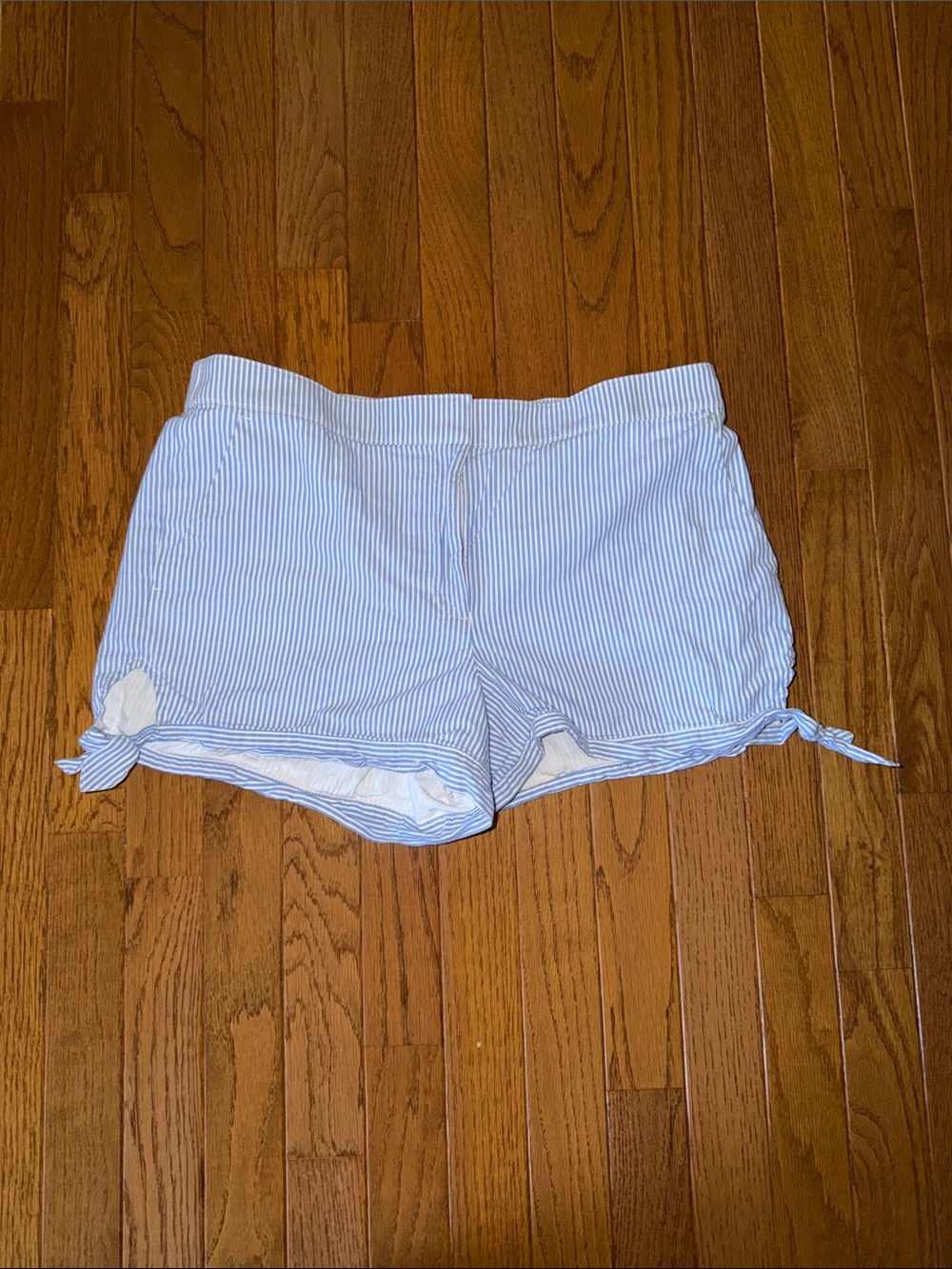 LOFT Blue & White Tie-Hem Shorts